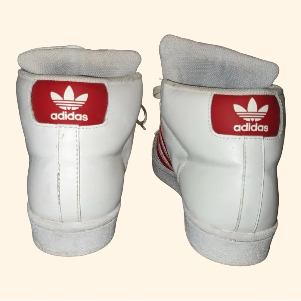 adidas Women's White and Red High-Top Sneakers